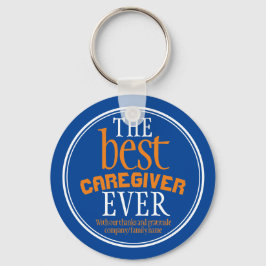 Best Caregiver någonsin Typography Blue Nyckelring