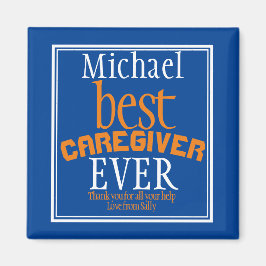 Best Caregiver någonsin Typography Namn Blue Magnet