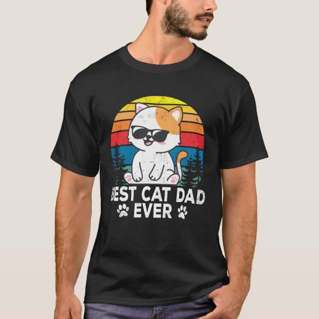 Best Cat Dad Cute Cats Owner Pet Animals  Graphic T Shirt (Framsida)