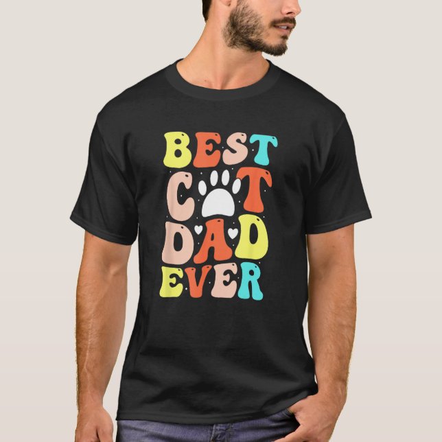 Best Cat Dad Ever Happy Father Day 2023 Retro Groo T Shirt (Framsida)