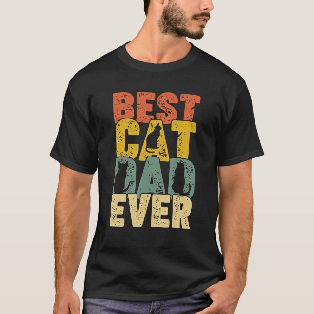 Best Cat Dad Ever  Retro Dad Cat T Shirt (Framsida)