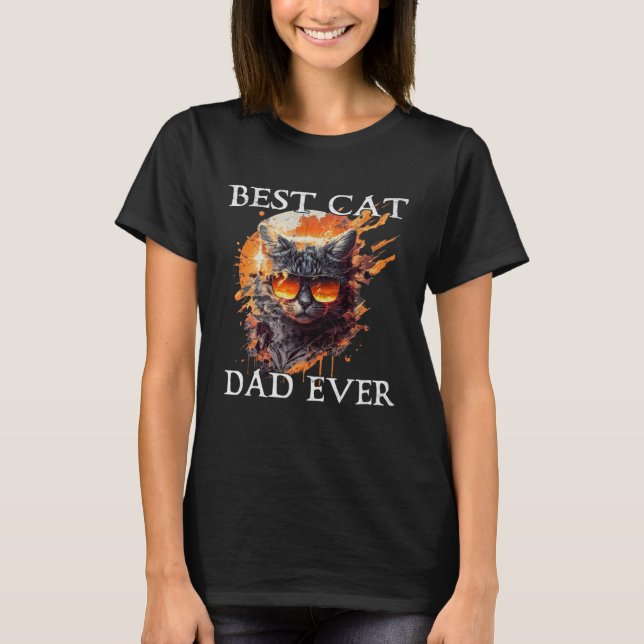 Best Cat Dad Ever Retro Grunge Cat Owner Cat T Shirt (Framsida)