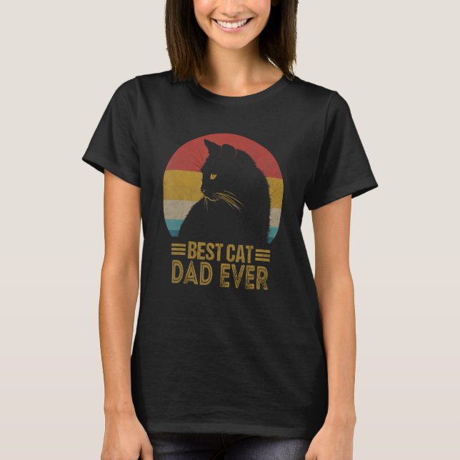 Best Cat Dad Ever Retro Sunset  Daddy Cat Father s T Shirt (Framsida)