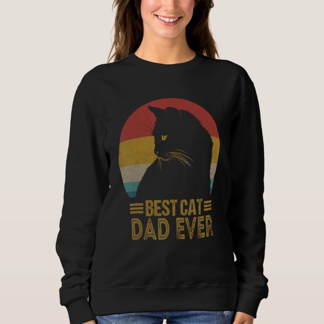 Best Cat Dad Ever Retro Sunset  Daddy Cat Father s T Shirt (Framsida)