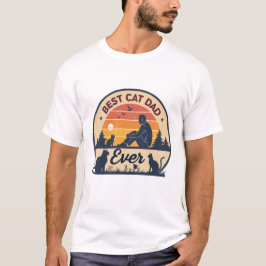 Best Cat Dad Ever | Retro Vintage Sunset Cat Lover T Shirt