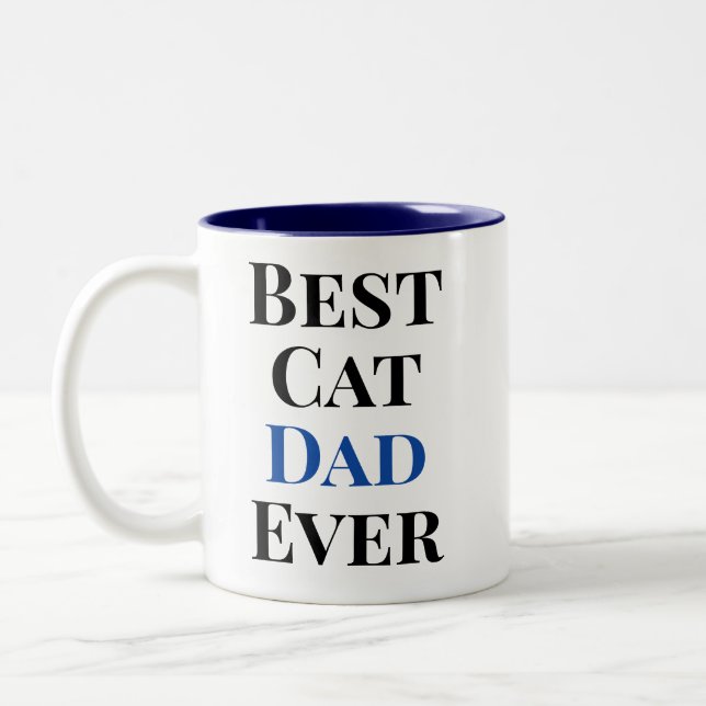 Best Cat Dad Ever Text‑Only Cat Två-Tonad Mugg (Vänster)