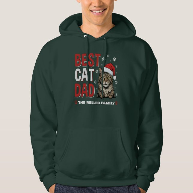 Best Cat Dad Personalized family  name christmas Hoodie (Framsida)