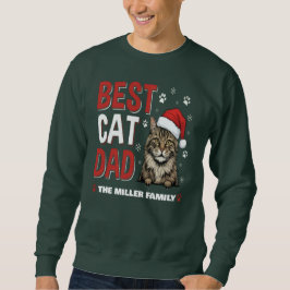 Best Cat Dad Personalized family  name christmas Lång Ärmad Tröja
