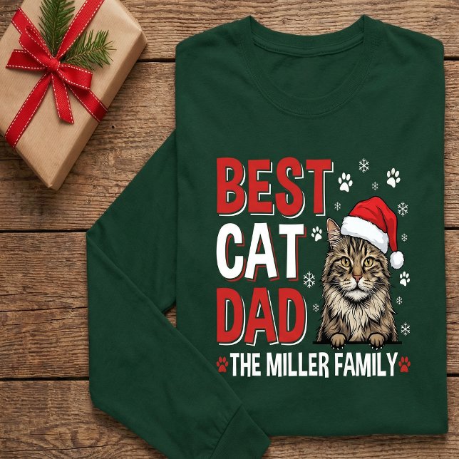 Best Cat Dad Personalized family  name christmas T Shirt (Skapare uppladdad)