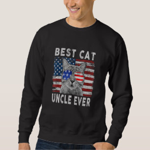"Best Cat Farbror nånsin American Flagga Patriotic Lång Ärmad Tröja
