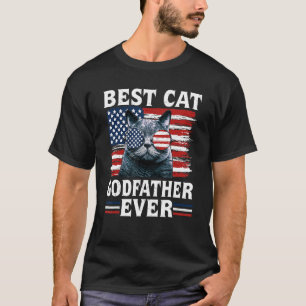 Best Cat Godfather Den amerikanska Flagga Patrioti T Shirt