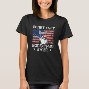 Best Cat Godfather Den amerikanska Flagga Patrioti T Shirt