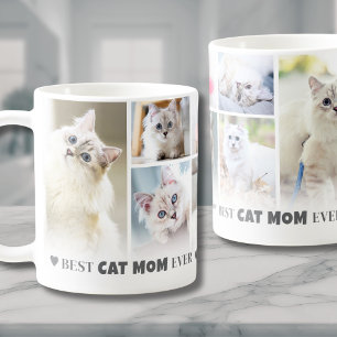 Best Cat Mamma 8 Photo Collage Kaffemugg
