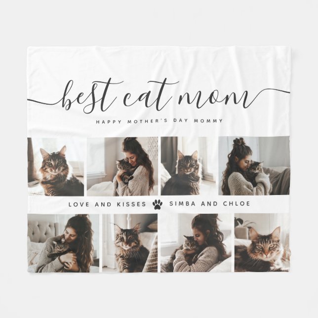 Best Cat Mamma: Anpassningsbar Mors dag Cat Photo Fleecefilt (Framsidan (Horisontell))