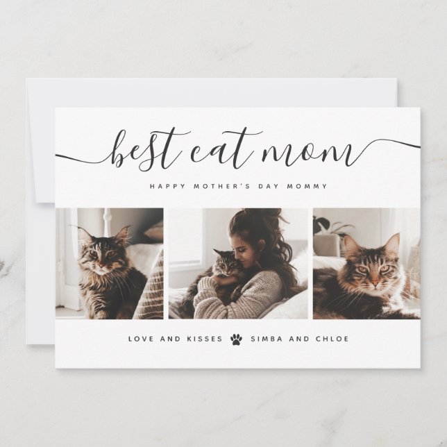 Best Cat Mamma: Anpassningsbar Mors dag Cat Photo Kort (Framsida)