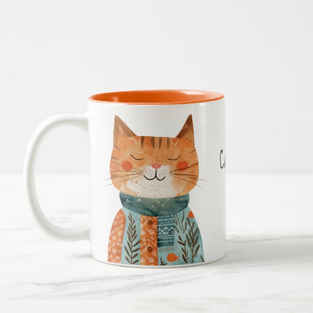 Best Cat Mamma Cute Mors dag Namn Två-Tonad Mugg (Vänster)
