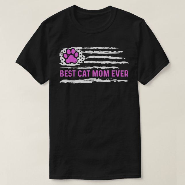 Best Cat Mamma någonsin American Flagga Cat Lovers T Shirt (Design framsida)