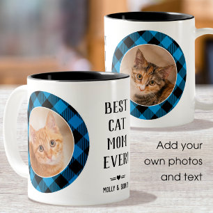 Best Cat Mamma någonsin Buffalo Play Blue Photo Na Två-Tonad Mugg