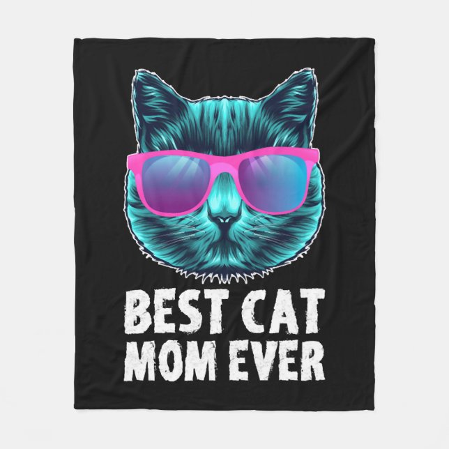 Best Cat Mamma någonsin Cute Funny Glass Fleecefilt (Framsidan)
