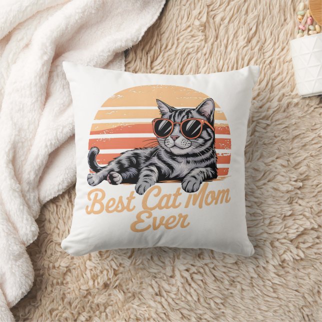 Best Cat Mamma någonsin Sweatshirt - Coola Cat med Kudde (Filt)