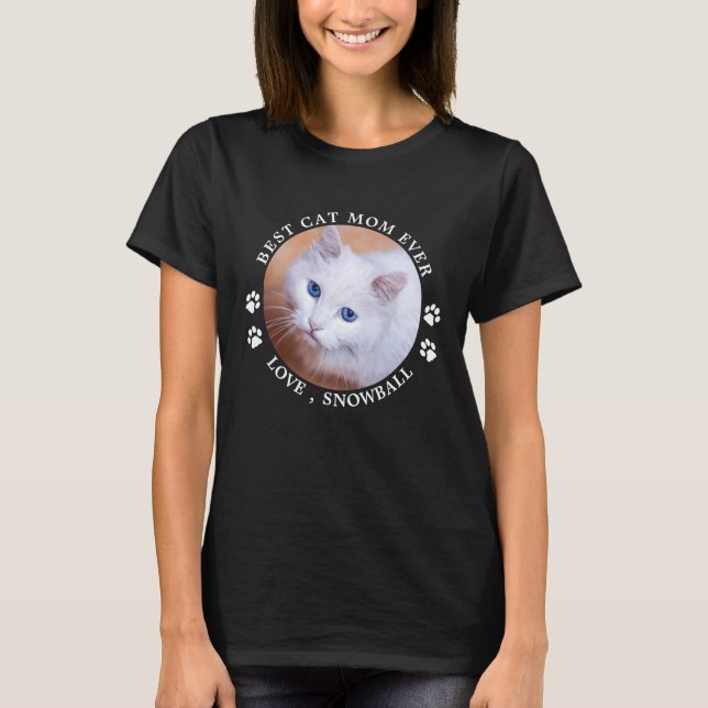 Best Cat Mamma någonsin Tass avtryck anpassar Pet  T Shirt (Framsida)