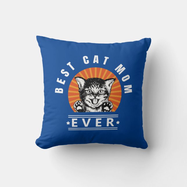 Best Cat Mamma någonsin Vintage Sunburst Cushion Kudde (Framsida)