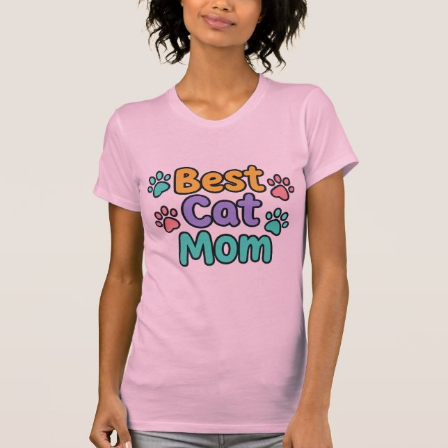 Best Cat Mamma T-Shirt - Utskriftsdesign för färgf (Framsida)