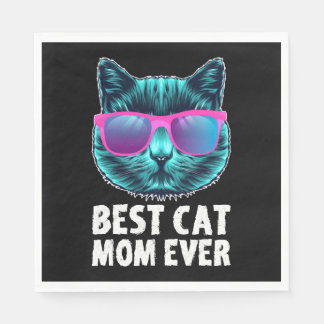 Best Cat Mom Ever Cute Funny Glasses Pappersservett