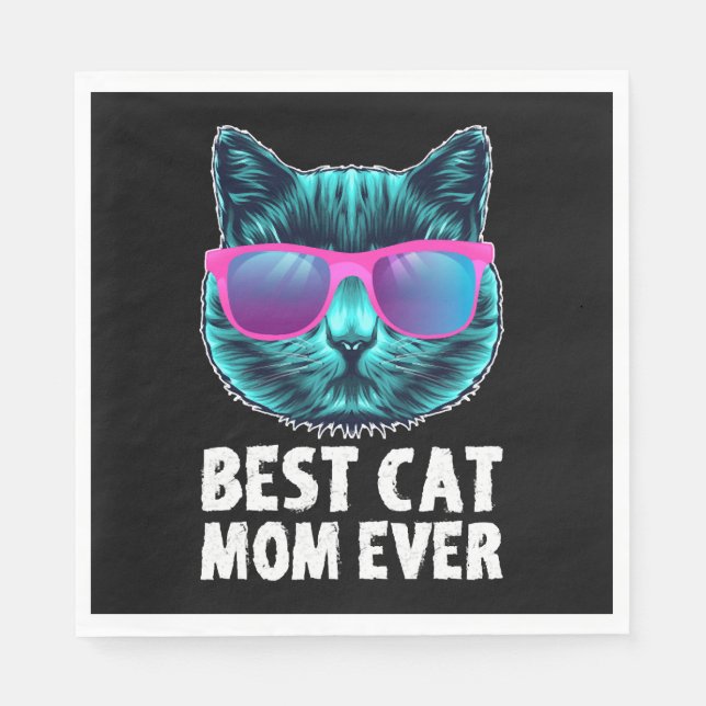 Best Cat Mom Ever Cute Funny Glasses Pappersservett (Framsidan)