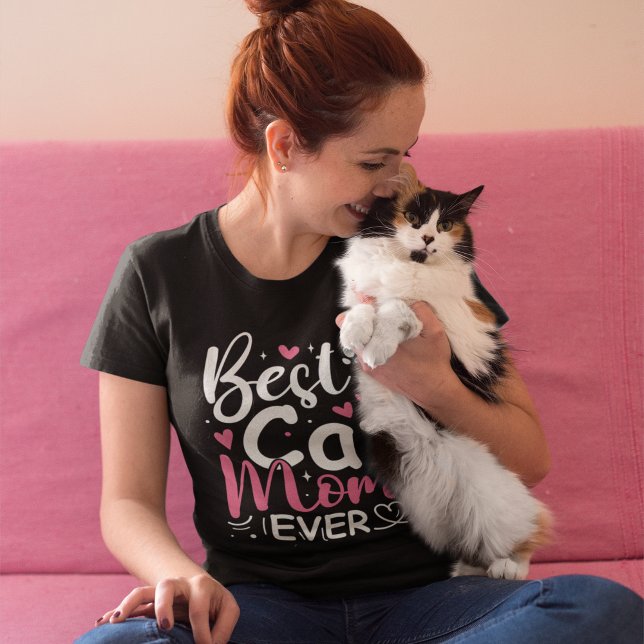 Best Cat Mom Ever - Cute Typography Cat T Shirt (Skapare uppladdad)