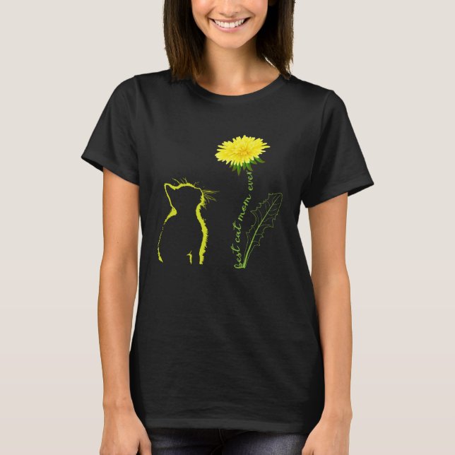 Best Cat Mom Ever Flower Cat Mom Dandelion Mother  T Shirt (Framsida)