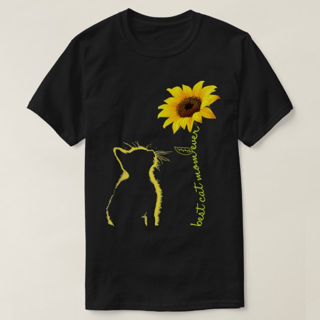 Best Cat Mom Ever Sunflower Mother's Day Gifts For T Shirt (Design framsida)