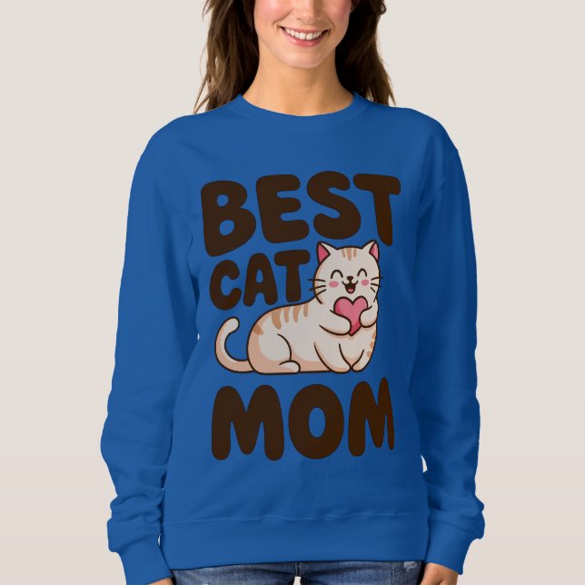 BEST CAT MOM for Cat Lovers and Pet Moms T Shirt (Framsida)