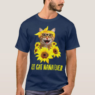 Best Cat Nana nånsin Grandma Sunblomma Kitten Älsk T Shirt