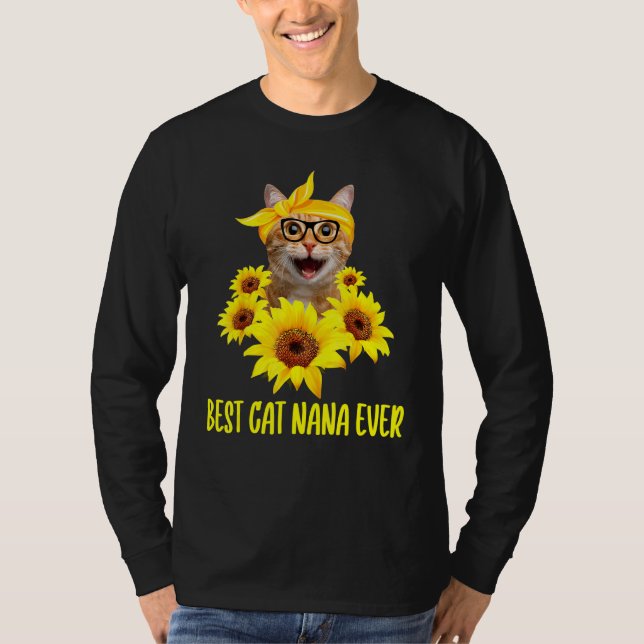 Best Cat Nana nånsin Grandma Sunblomma Kitten T Shirt (Framsida)
