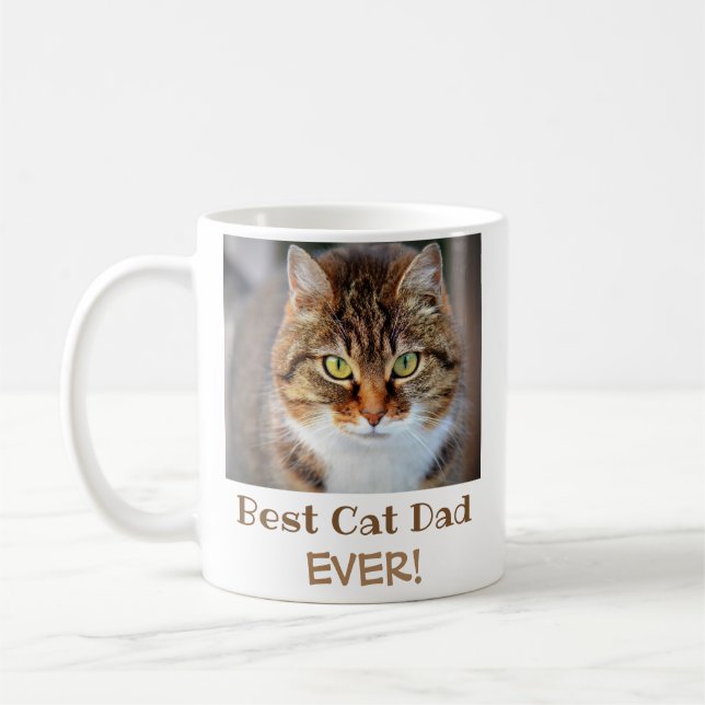Best Cat Pappa någonsin Pet Photo Kaffemugg (Vänster)