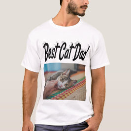 Best Cat Pappa Photo Black text T-Shirt