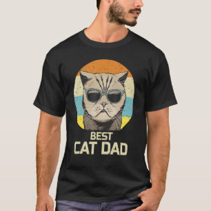 Best Cat Pappa Sunglasses Retro Funny Fars dag T Shirt