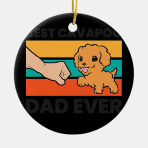Best Cavapoo Pappa någonsin Cavoodle Cavapoo Hund Julgransprydnad Keramik