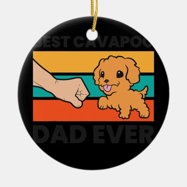 Best Cavapoo Pappa någonsin Cavoodle Cavapoo Hund Julgransprydnad Keramik (Framsidan)