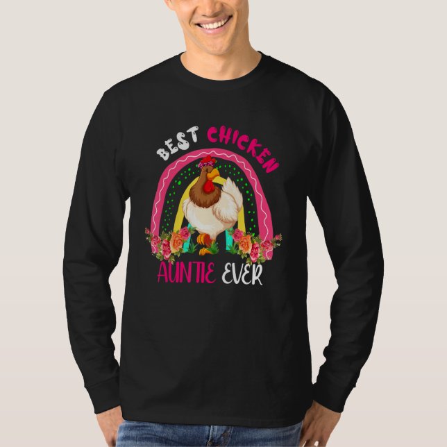 Best Chicken Auntie Ever Cute Chicken Bow Tie Moth T Shirt (Framsida)