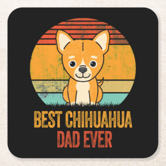 Best Chihuahua Pappa All Vintage Distress Underlägg Papper Kvadrat
