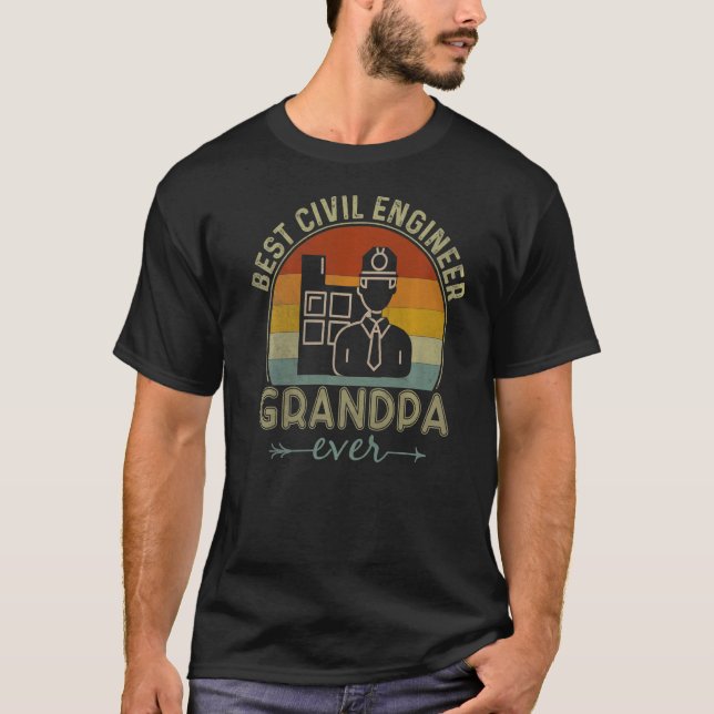 Best Civil Ingenjör Grandpa All Retro Graphic Tjoc T Shirt (Framsida)