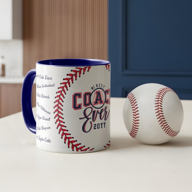 Best Coach Ever Gift Baseball Team Signature Names Mugg (Best Coach Ever Baseball Fun Gift with Team Names Mug)