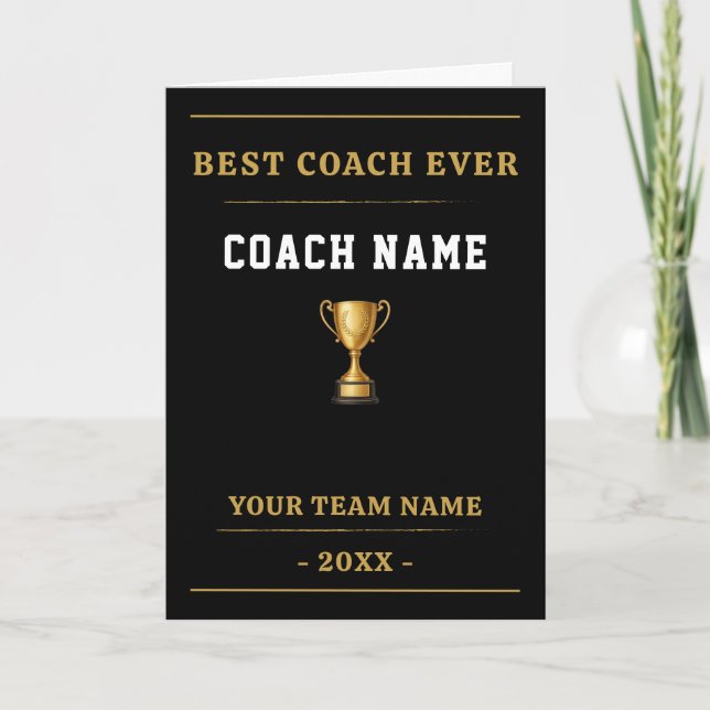 Best Coach Ever Trophy Coach Appreciation Gift Tack Kort (Framsida)