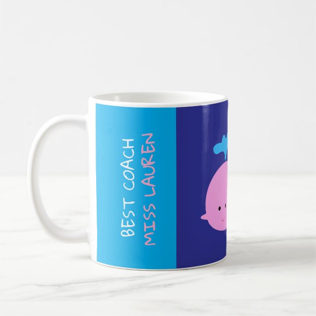Best Coach Mugg med Namn, Cute Whale Coffee Mugg (Vänster)