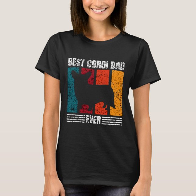 Best Corgi Dad Ever Distressed T Shirt (Framsida)
