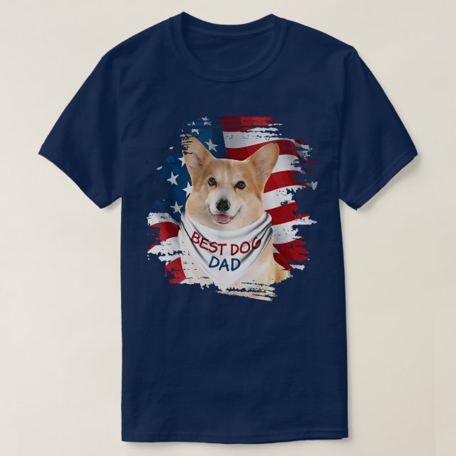 Best Corgi Dog Dad Cute American Flag Happy Father T Shirt (Design framsida)
