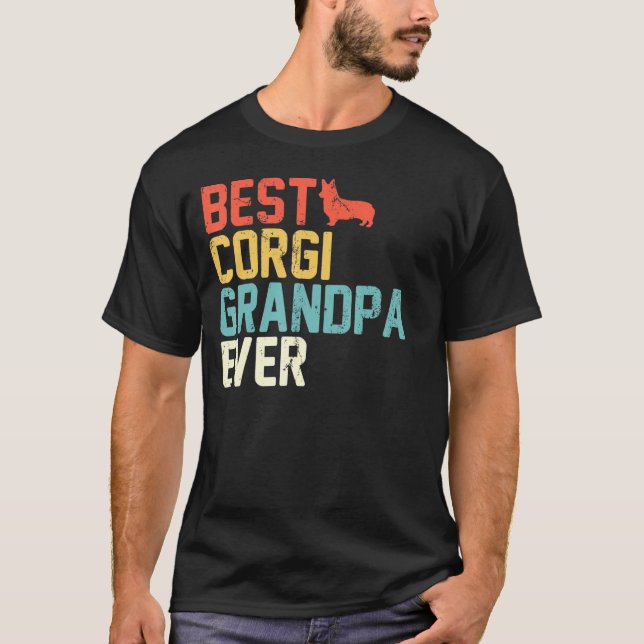 Best Corgi Grandpa nånsin Retro Grandpa T Shirt (Framsida)