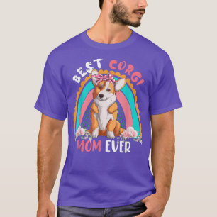 Best Corgi Mamma någonsin Cute Rainbow Flowers Hun T Shirt